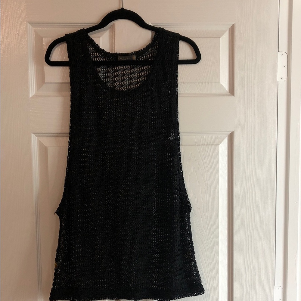 Black Mesh Sleeveless Top Club Gear